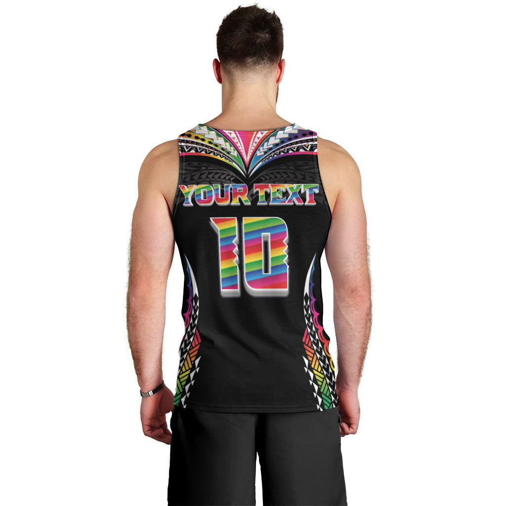 Custom Hawaii Rainbow Warriors Men Tank Top Polynesian Motif Special Edition Rainbow Gradient