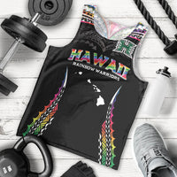 Custom Hawaii Rainbow Warriors Men Tank Top Polynesian Motif Special Edition Rainbow Gradient