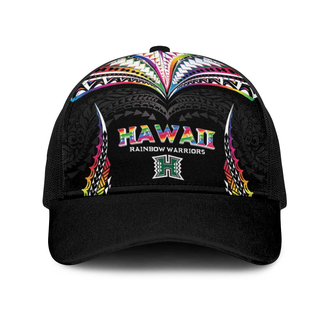 Hawaii Rainbow Warriors Mesh Trucker Cap Polynesian Motif Special Edition Rainbow Gradient