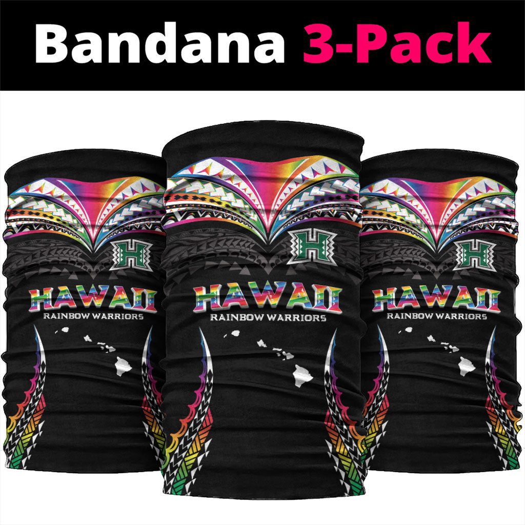 Hawaii Rainbow Warriors Neck Gaiter Polynesian Motif Special Edition Rainbow Gradient