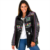 Custom Hawaii Rainbow Warriors Padded Jacket Polynesian Motif Special Edition Rainbow Gradient