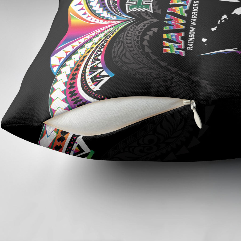 Hawaii Rainbow Warriors Pillow Cover Polynesian Motif Special Edition Rainbow Gradient