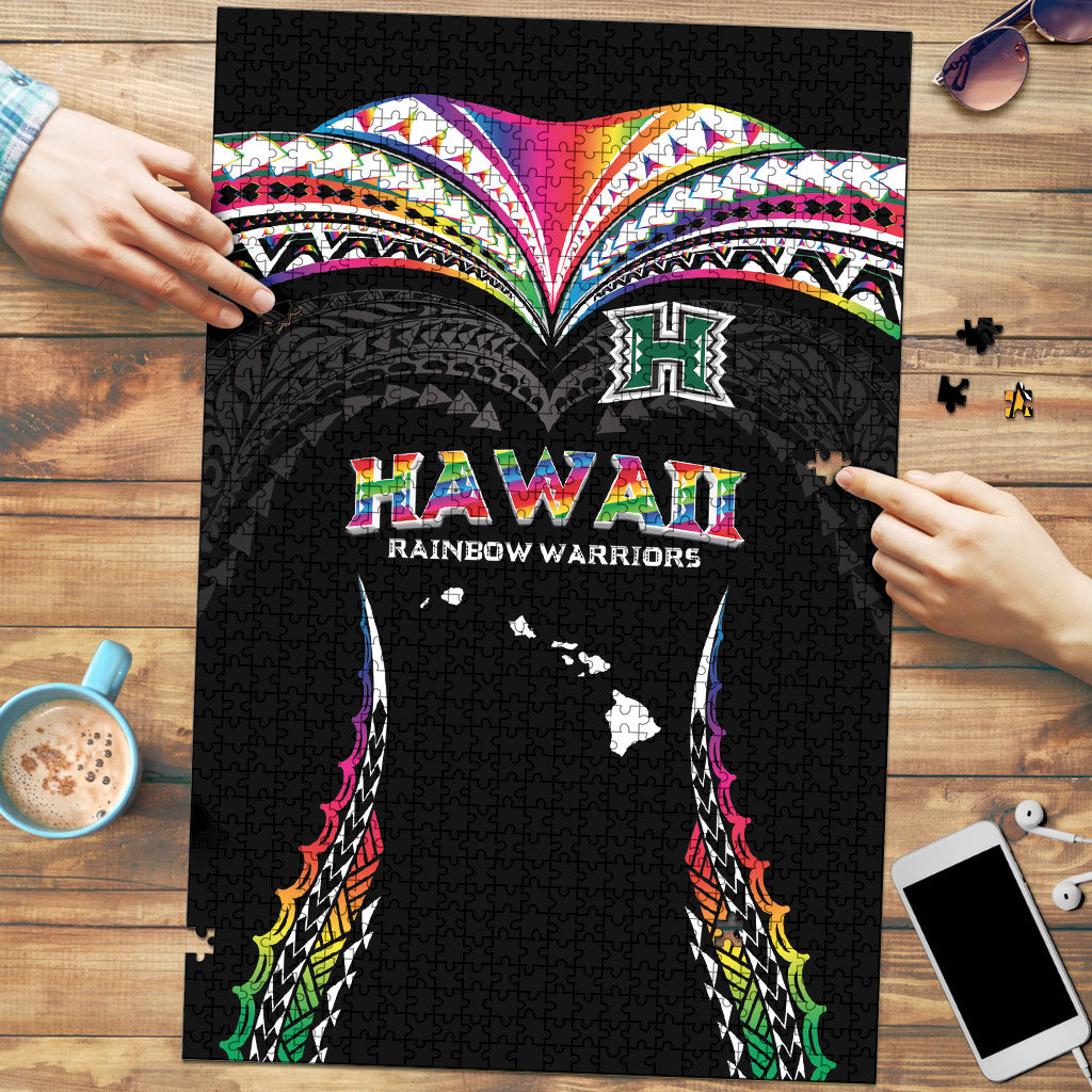Hawaii Rainbow Warriors Puzzle Polynesian Motif Special Edition Rainbow Gradient