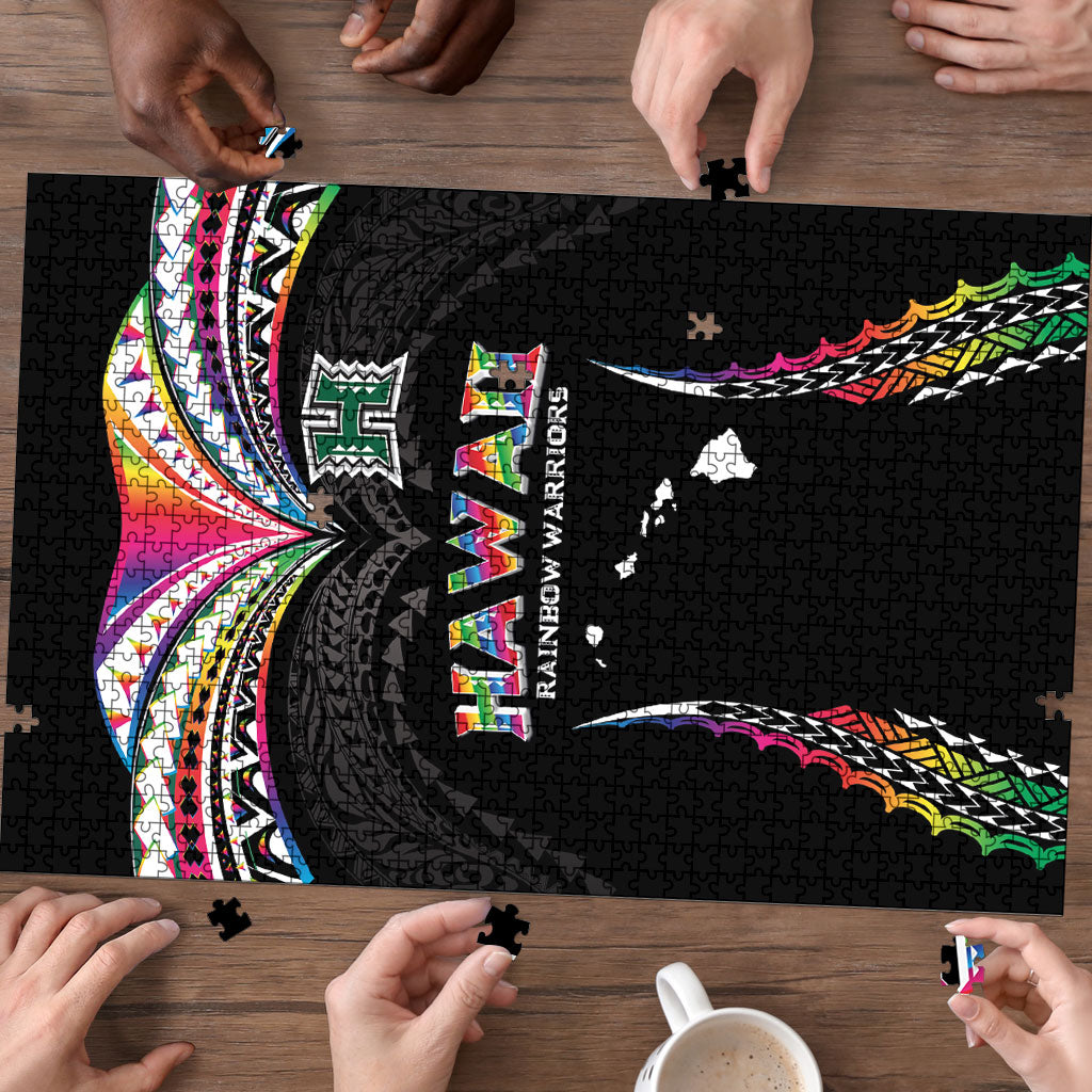 Hawaii Rainbow Warriors Puzzle Polynesian Motif Special Edition Rainbow Gradient