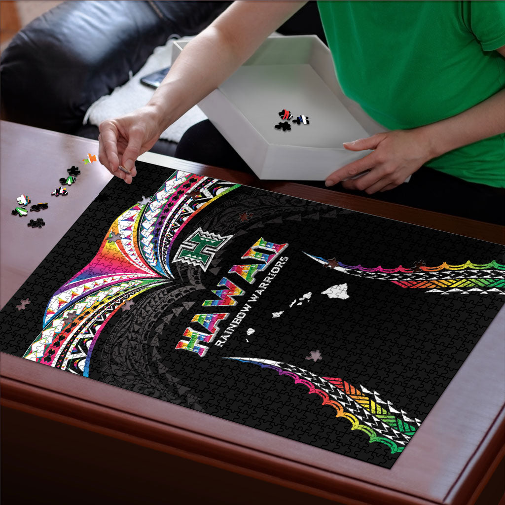 Hawaii Rainbow Warriors Puzzle Polynesian Motif Special Edition Rainbow Gradient