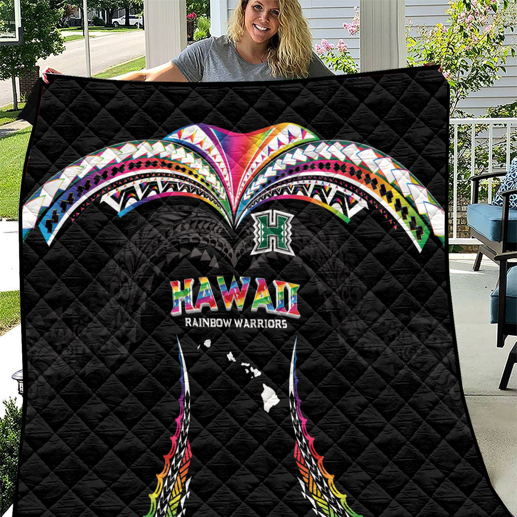 Hawaii Rainbow Warriors Quilt Polynesian Motif Special Edition Rainbow Gradient