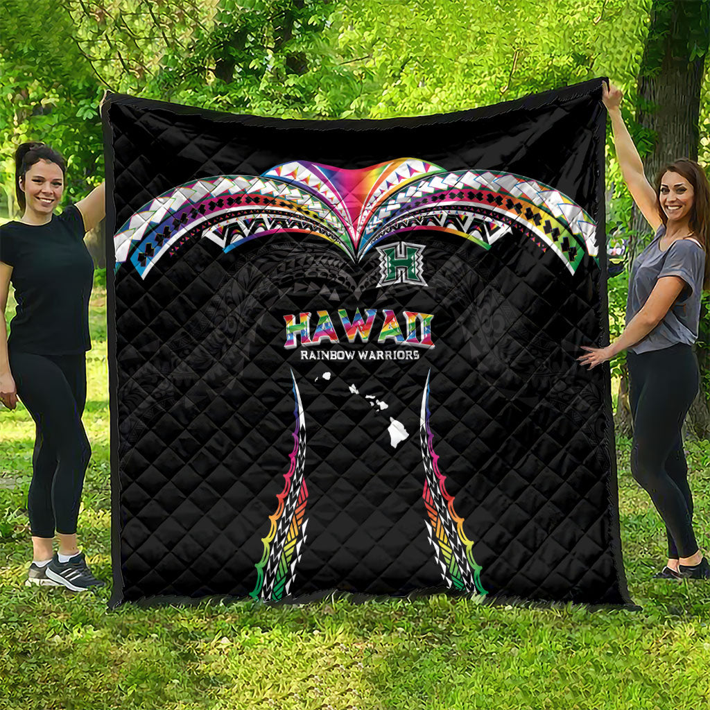 Hawaii Rainbow Warriors Quilt Polynesian Motif Special Edition Rainbow Gradient