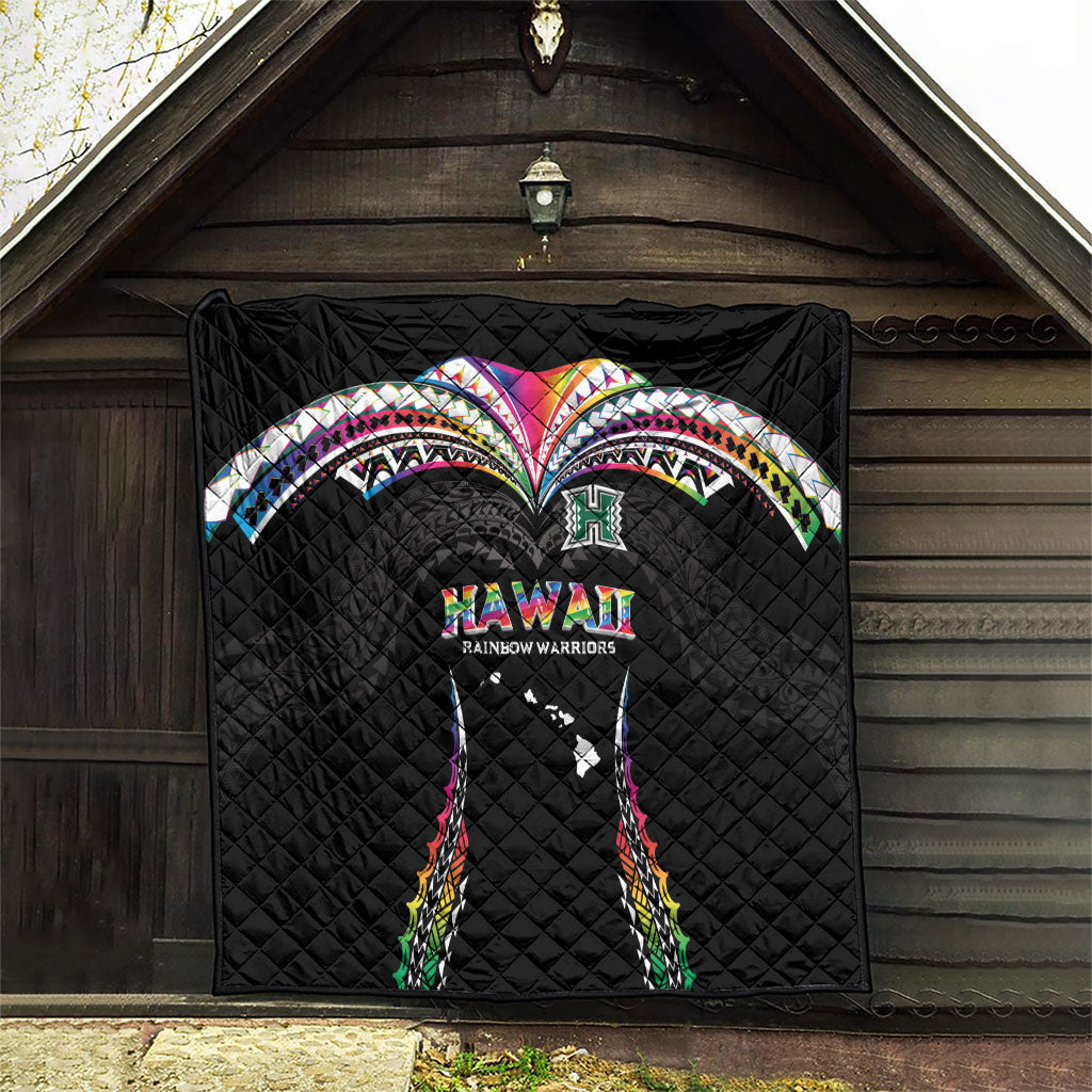 Hawaii Rainbow Warriors Quilt Polynesian Motif Special Edition Rainbow Gradient