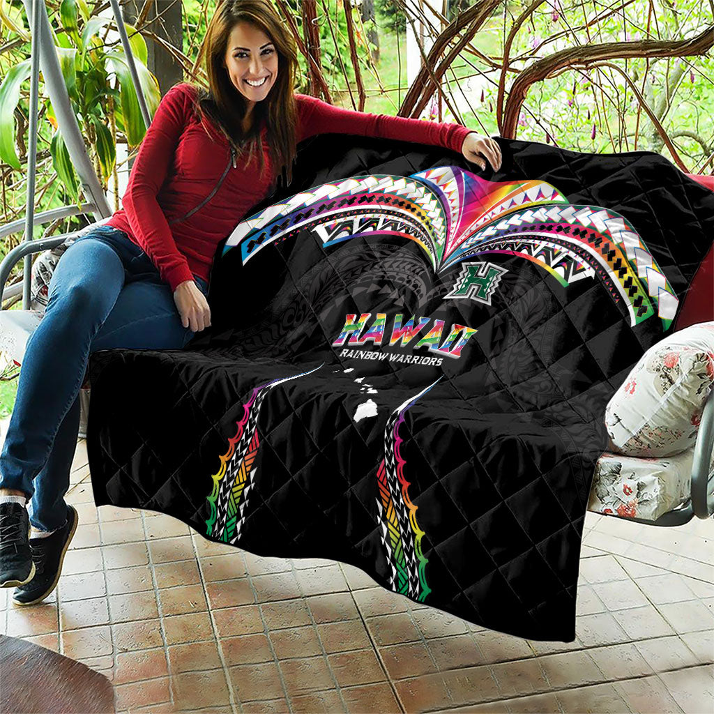 Hawaii Rainbow Warriors Quilt Polynesian Motif Special Edition Rainbow Gradient