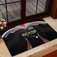 Hawaii Rainbow Warriors Rubber Doormat Polynesian Motif Special Edition Rainbow Gradient