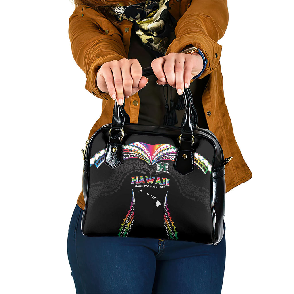 Hawaii Rainbow Warriors Shoulder Handbag Polynesian Motif Special Edition Rainbow Gradient