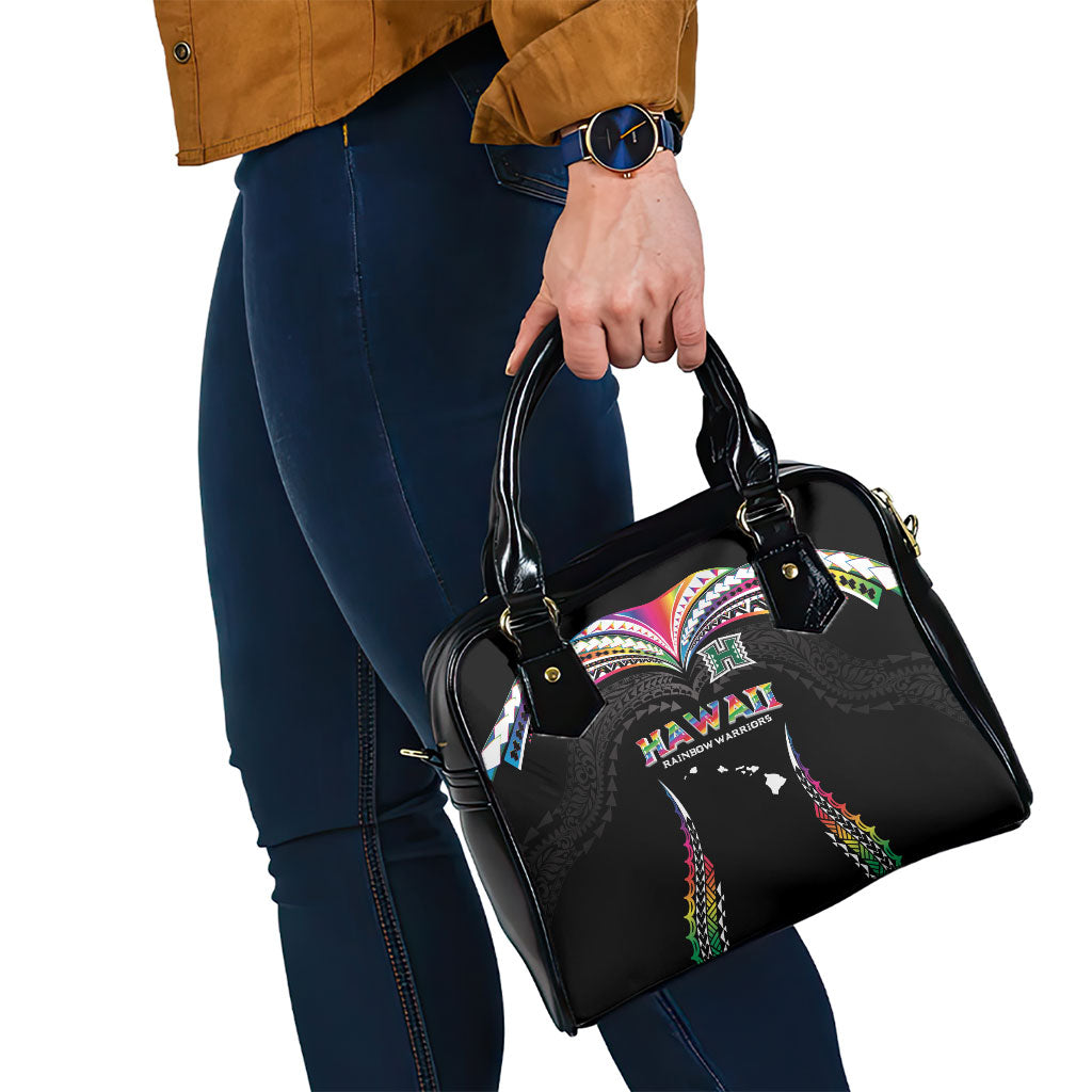 Hawaii Rainbow Warriors Shoulder Handbag Polynesian Motif Special Edition Rainbow Gradient