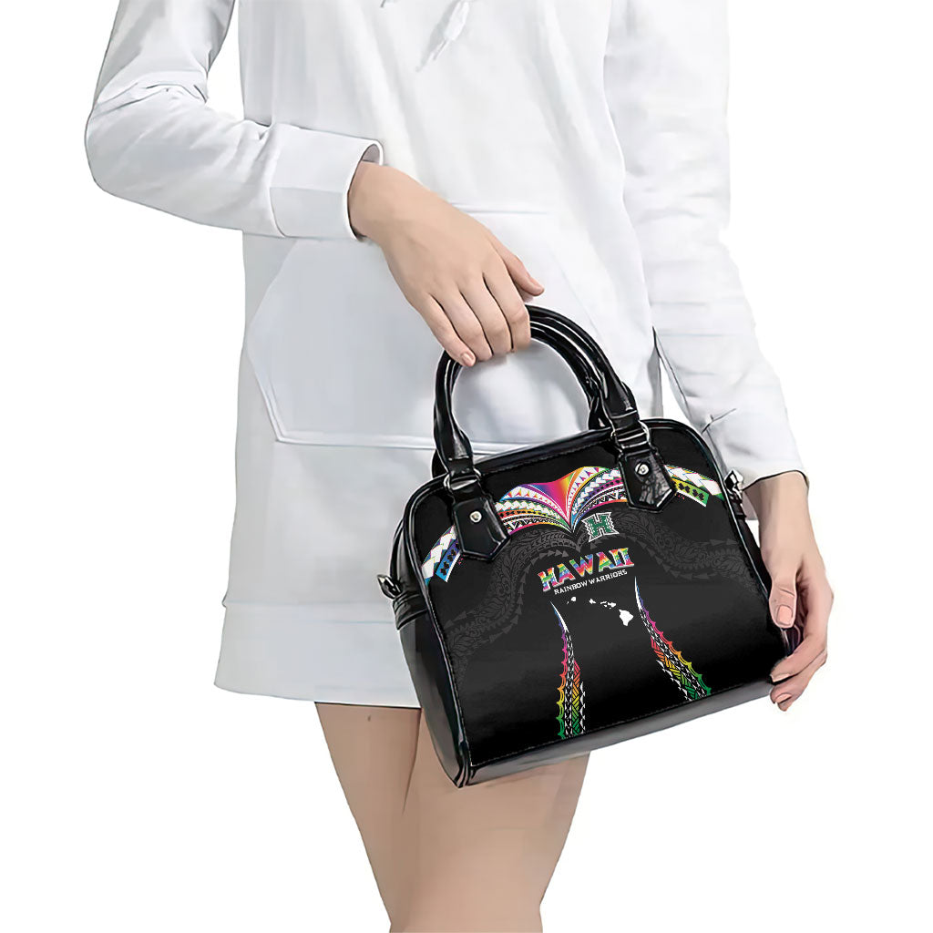 Hawaii Rainbow Warriors Shoulder Handbag Polynesian Motif Special Edition Rainbow Gradient