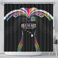 Hawaii Rainbow Warriors Shower Curtain Polynesian Motif Special Edition Rainbow Gradient