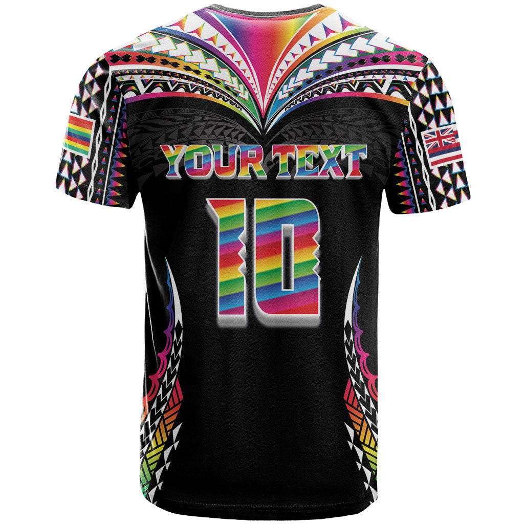 Custom Hawaii Rainbow Warriors T Shirt Polynesian Motif Special Edition Rainbow Gradient