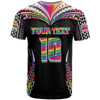Custom Hawaii Rainbow Warriors T Shirt Polynesian Motif Special Edition Rainbow Gradient