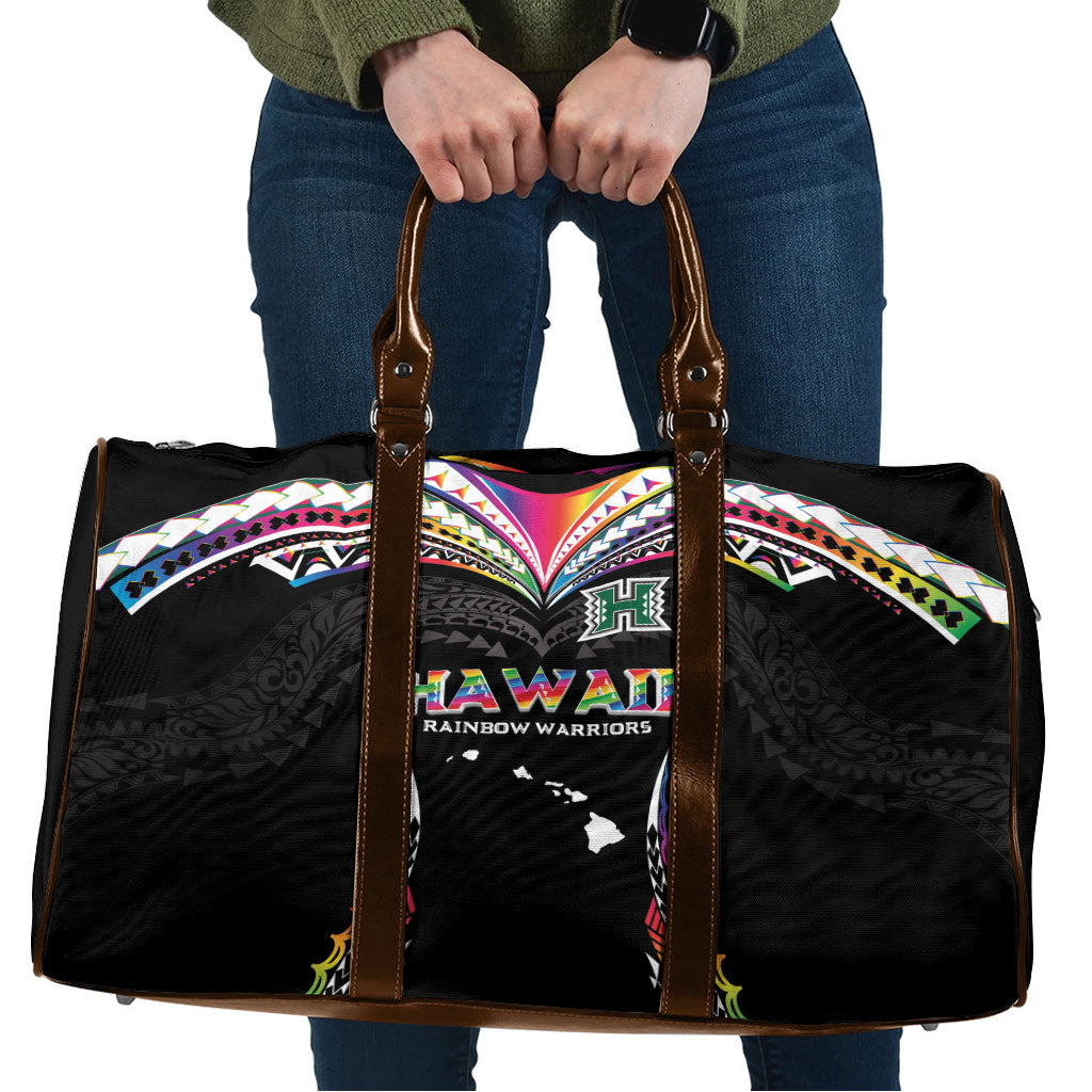 Hawaii Rainbow Warriors Travel Bag Polynesian Motif Special Edition Rainbow Gradient