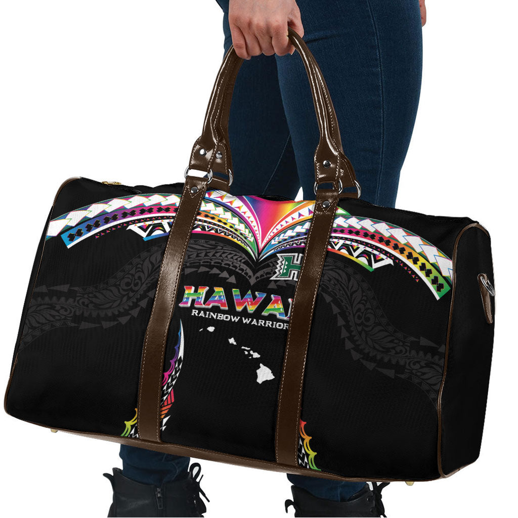 Hawaii Rainbow Warriors Travel Bag Polynesian Motif Special Edition Rainbow Gradient