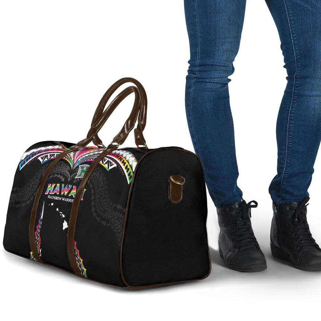 Hawaii Rainbow Warriors Travel Bag Polynesian Motif Special Edition Rainbow Gradient