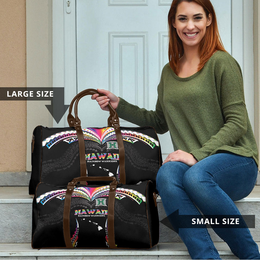 Hawaii Rainbow Warriors Travel Bag Polynesian Motif Special Edition Rainbow Gradient