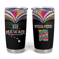Custom Hawaii Rainbow Warriors Tumbler Cup Polynesian Motif Special Edition Rainbow Gradient