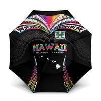 Hawaii Rainbow Warriors Umbrella Polynesian Motif Special Edition Rainbow Gradient