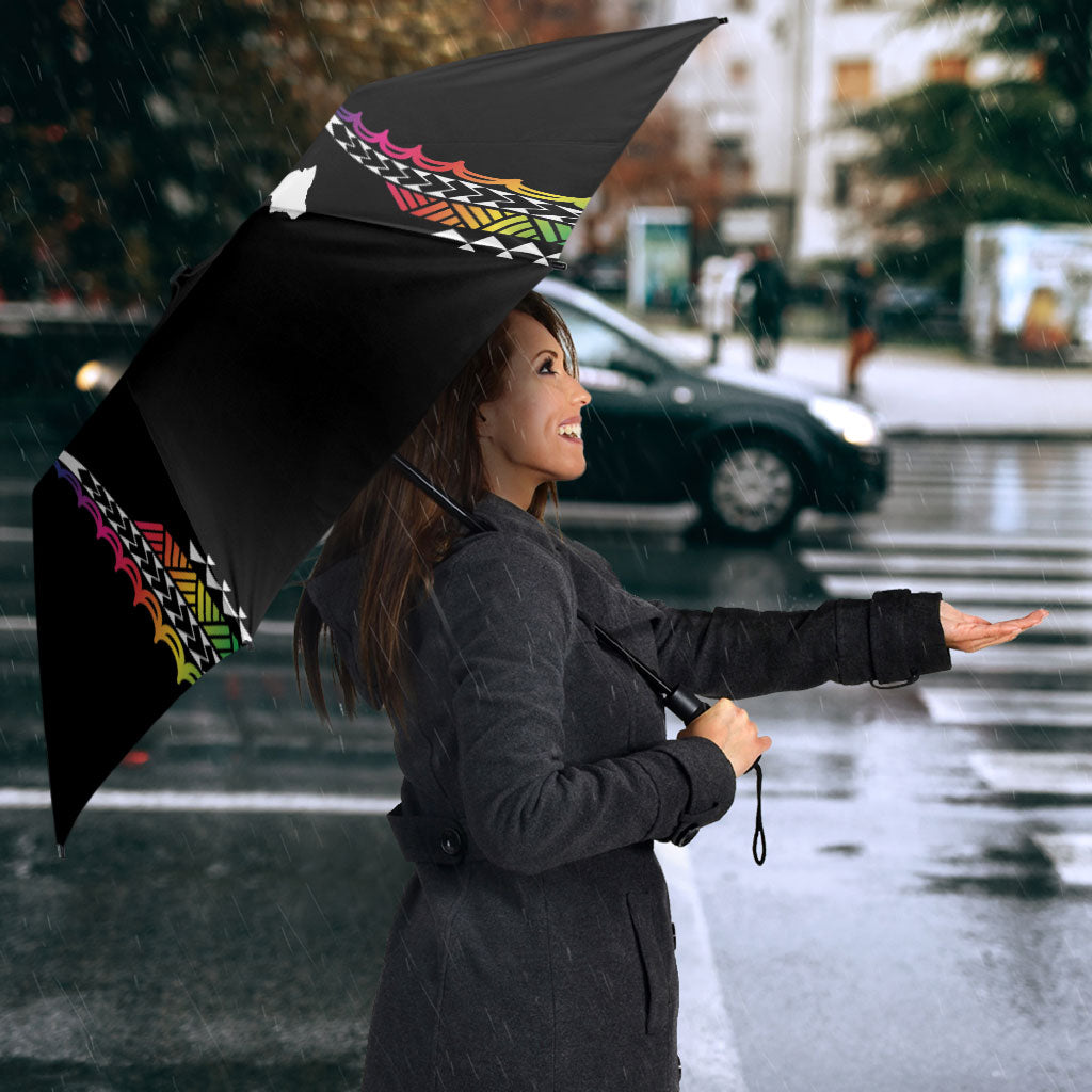 Hawaii Rainbow Warriors Umbrella Polynesian Motif Special Edition Rainbow Gradient