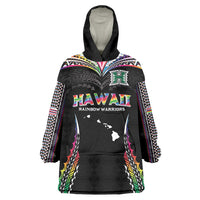 Custom Hawaii Rainbow Warriors Wearable Blanket Hoodie Polynesian Motif Special Edition Rainbow Gradient