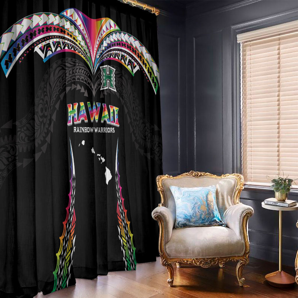 Hawaii Rainbow Warriors Window Curtain Polynesian Motif Special Edition Rainbow Gradient