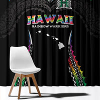 Hawaii Rainbow Warriors Window Curtain Polynesian Motif Special Edition Rainbow Gradient