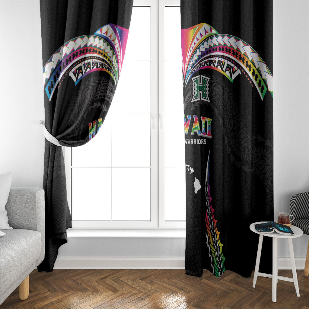 Hawaii Rainbow Warriors Window Curtain Polynesian Motif Special Edition Rainbow Gradient