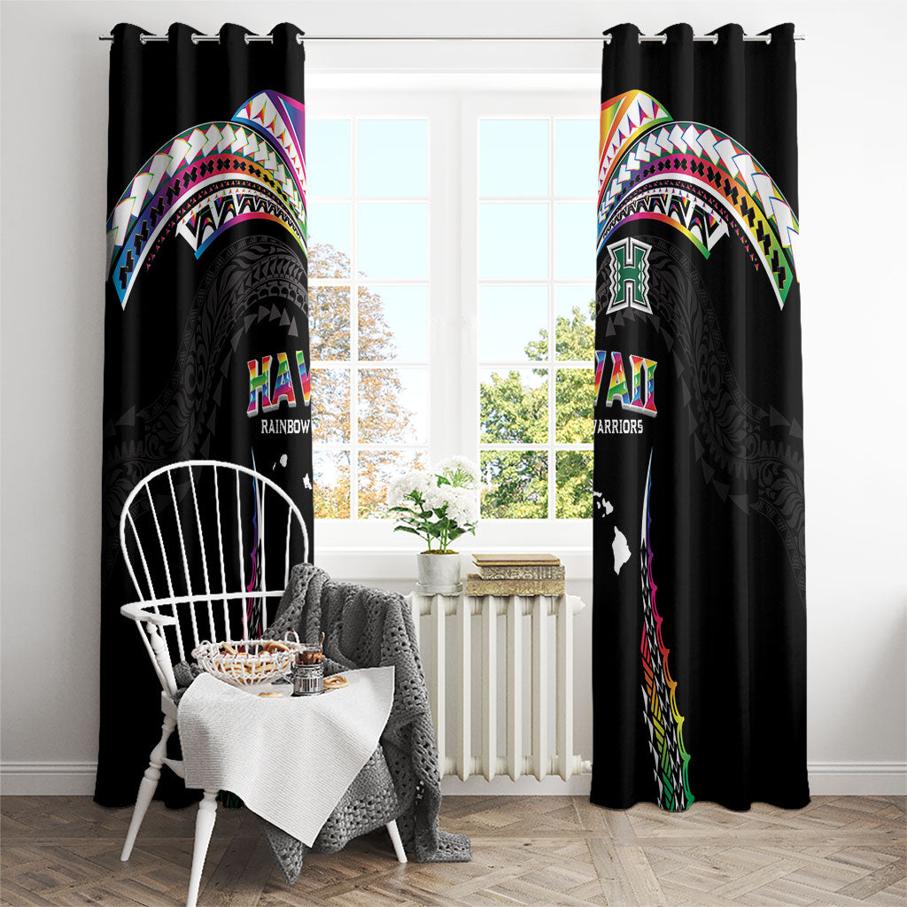 Hawaii Rainbow Warriors Window Curtain Polynesian Motif Special Edition Rainbow Gradient
