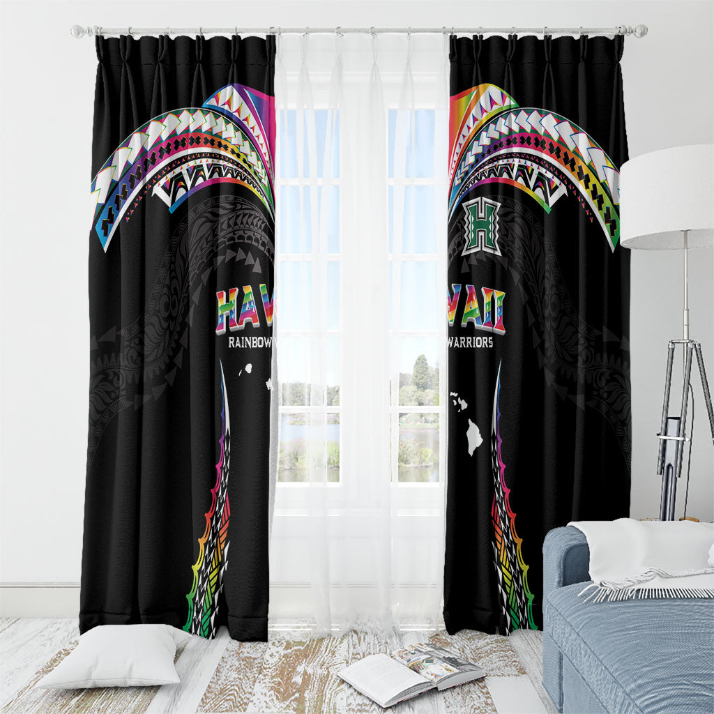 Hawaii Rainbow Warriors Window Curtain Polynesian Motif Special Edition Rainbow Gradient