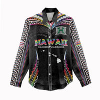 Custom Hawaii Rainbow Warriors Women Casual Shirt Polynesian Motif Special Edition Rainbow Gradient