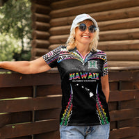 Custom Hawaii Rainbow Warriors Women Polo Shirt Polynesian Motif Special Edition Rainbow Gradient