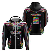Custom Hawaii Rainbow Warriors Zip Hoodie Polynesian Motif Special Edition Rainbow Gradient