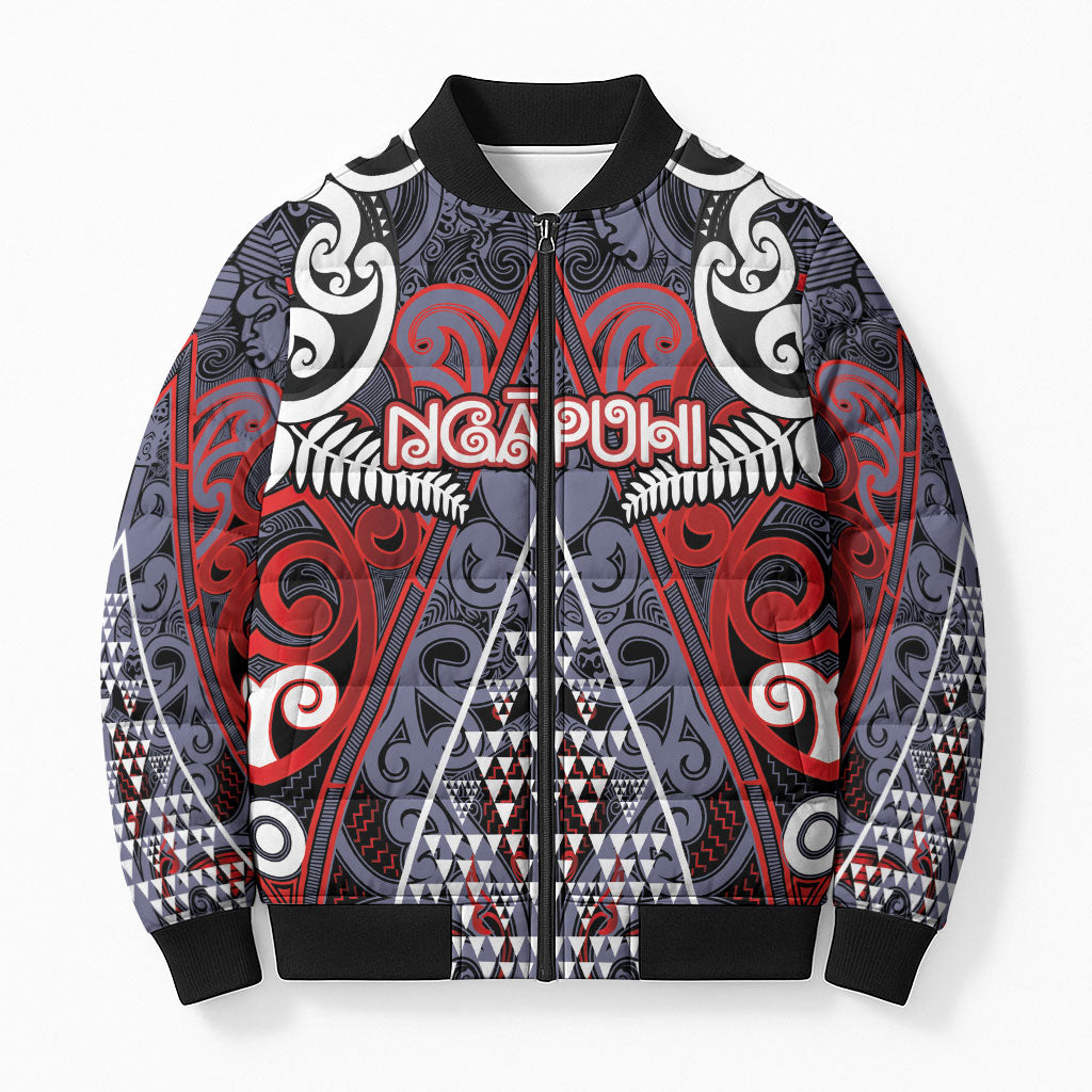 Personalised Aotearoa Iwi Ngapuhi Bomber Puffer Jacket Maori Motif Tribal