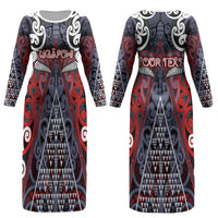 Personalised Aotearoa Iwi Ngapuhi Couples Matching Long Sleeve Bodycon Dress and Hawaiian Shirt Maori Motif Tribal