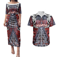 Personalised Aotearoa Iwi Ngapuhi Couples Matching Puletasi and Hawaiian Shirt Maori Motif Tribal