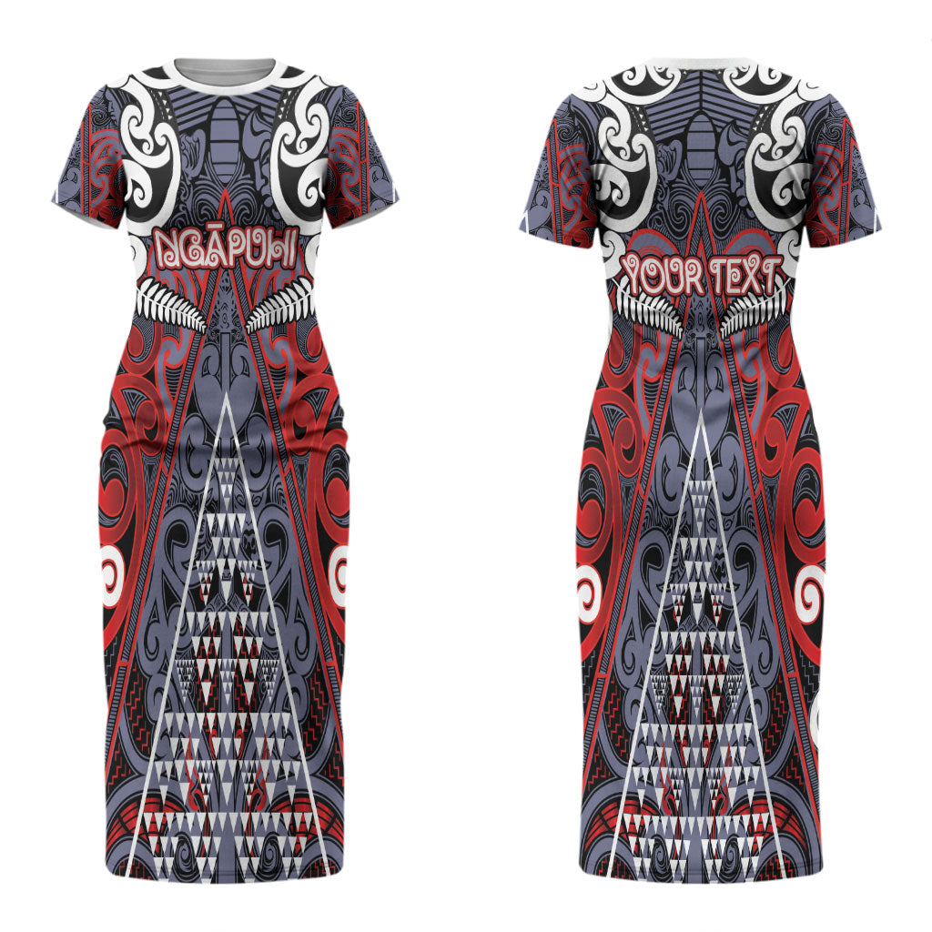 Personalised Aotearoa Iwi Ngapuhi Couples Matching Short Sleeve Bodycon Dress and Long Sleeve Button Shirt Maori Motif Tribal