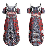 Personalised Aotearoa Iwi Ngapuhi Couples Matching Summer Maxi Dress and Long Sleeve Button Shirt Maori Motif Tribal