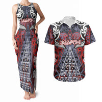 Personalised Aotearoa Iwi Ngapuhi Couples Matching Tank Maxi Dress and Hawaiian Shirt Maori Motif Tribal
