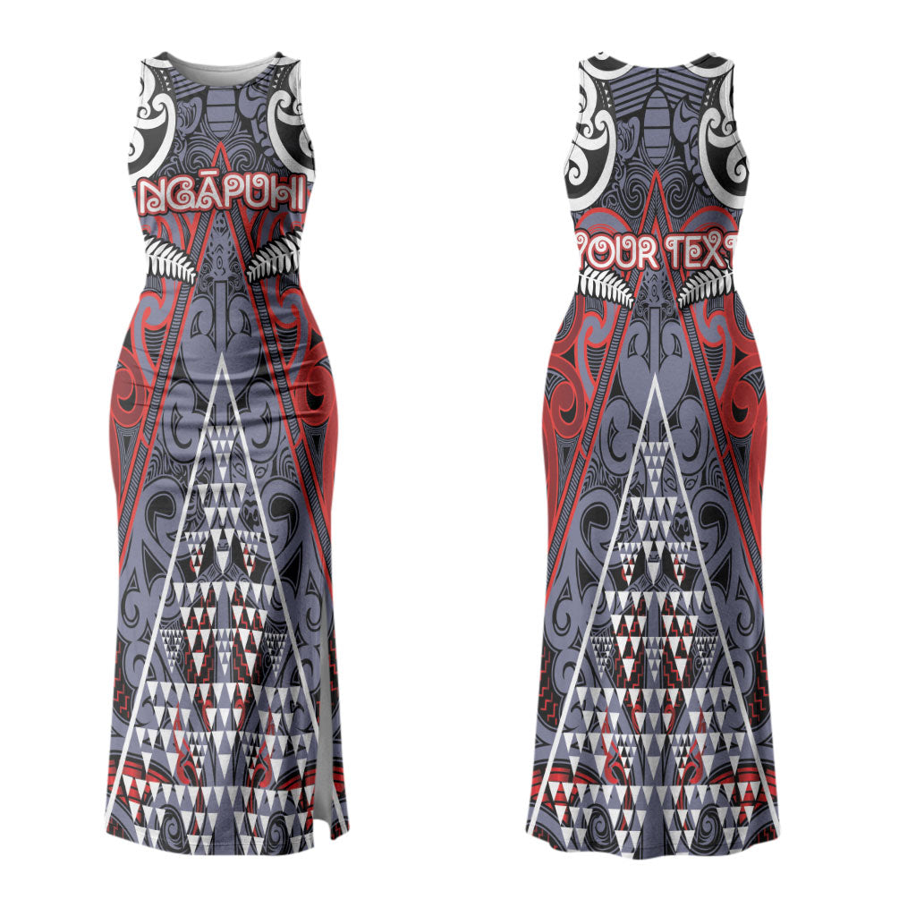 Personalised Aotearoa Iwi Ngapuhi Couples Matching Tank Maxi Dress and Hawaiian Shirt Maori Motif Tribal