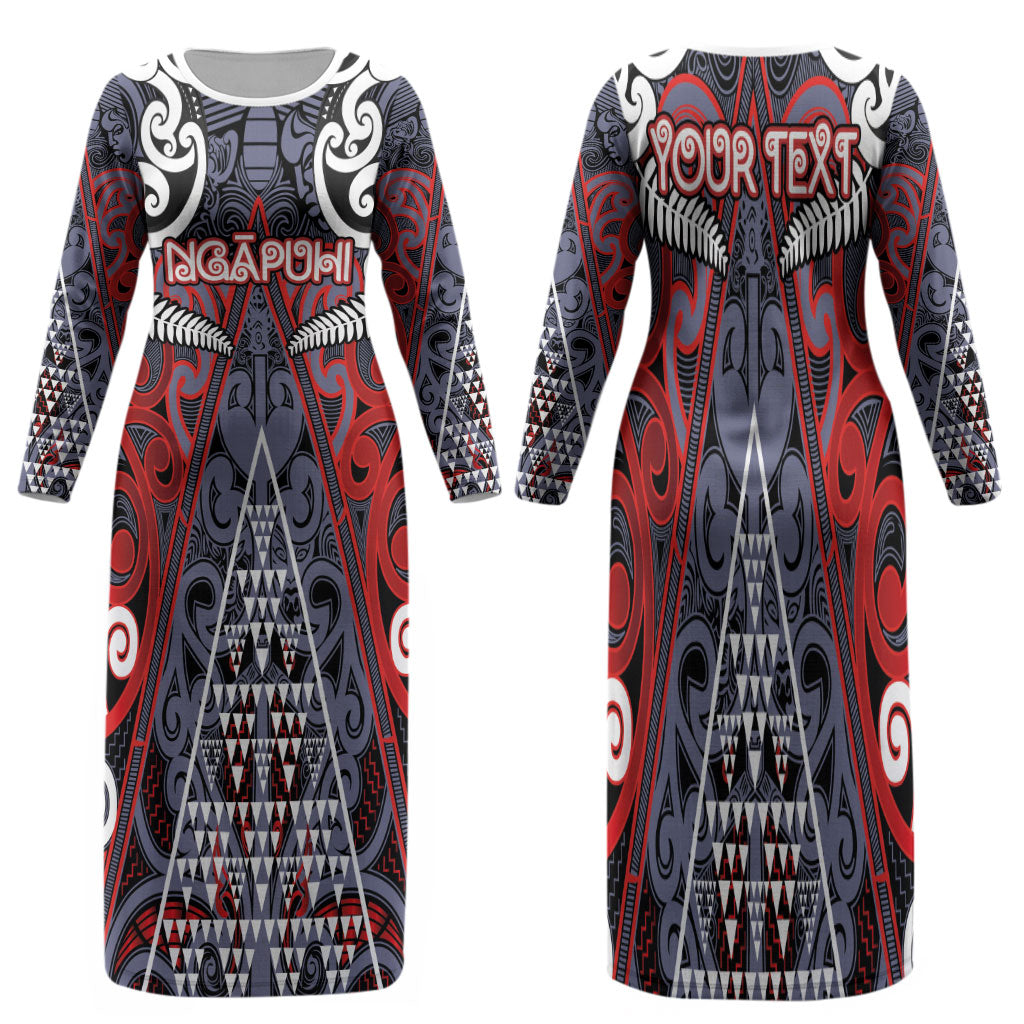 Personalised Aotearoa Iwi Ngapuhi Family Matching Long Sleeve Bodycon Dress and Hawaiian Shirt Maori Motif Tribal