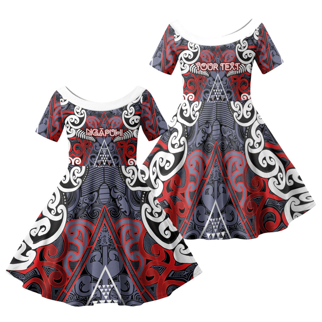 Personalised Aotearoa Iwi Ngapuhi Family Matching Summer Maxi Dress and Hawaiian Shirt Maori Motif Tribal