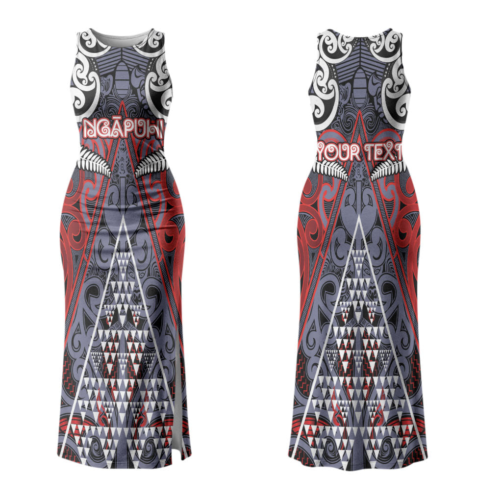 Personalised Aotearoa Iwi Ngapuhi Family Matching Tank Maxi Dress and Hawaiian Shirt Maori Motif Tribal