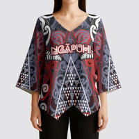 Personalised Aotearoa Iwi Ngapuhi Kimono Sleeve Blouse Maori Motif Tribal