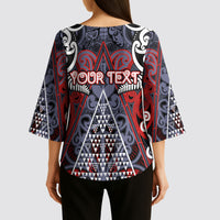 Personalised Aotearoa Iwi Ngapuhi Kimono Sleeve Blouse Maori Motif Tribal