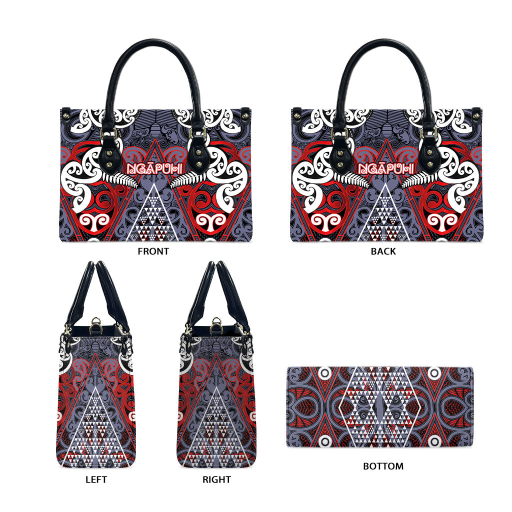 Aotearoa Iwi Ngapuhi Leather Bag Maori Motif Tribal