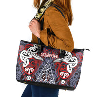 Aotearoa Iwi Ngapuhi Leather Tote Bag Maori Motif Tribal